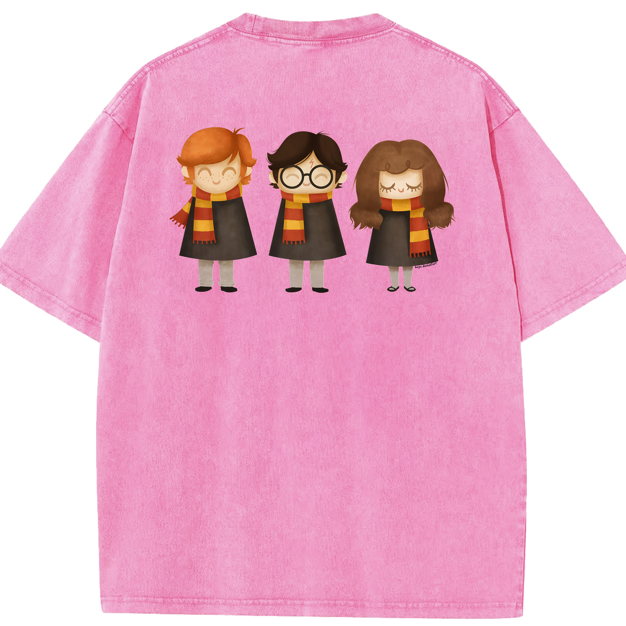 （画像用） Harry Potter ハリー・ポッターシリーズ 綿100% ヴィンテージ風 半袖Tシャツ（背面プリント）